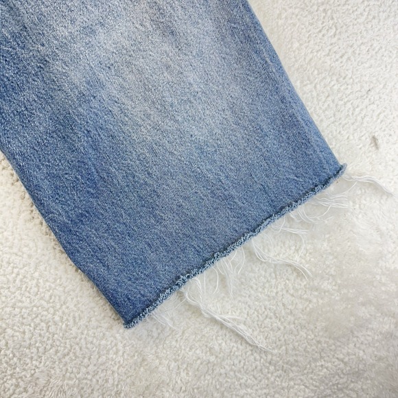 Zara Wide Leg Barrel Jeans Women's Cropped 12 Baggy Bohemian Coastle Raw Hem - Picture 13 of 14